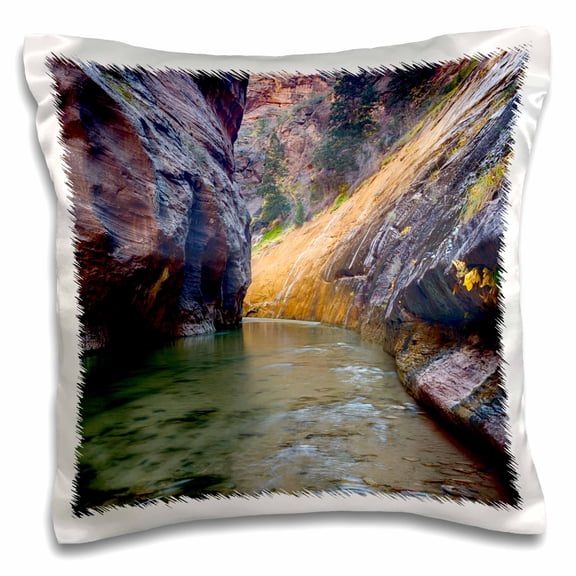 3drose, Utah, Zion National Park - the Narrows of the Virgin River., 16x16 inch Pillow Case