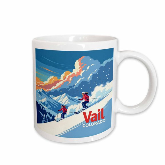 3drose, Vail, Colorado. Skiing in America. Cool Art Gift for Girls, Women, 11oz Mug