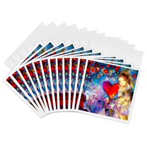 3drose, Valentines Day. Take My Heart... Beautiful Fairy Princess. Card, Gift, 12 Greeting Cards with Envelopes