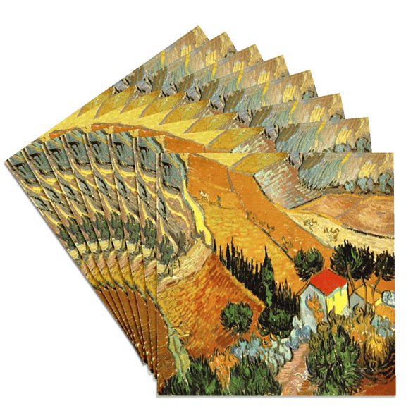 3drose, Van Gogh Landscape, Set of 8 Ceramic Tile Coasters
