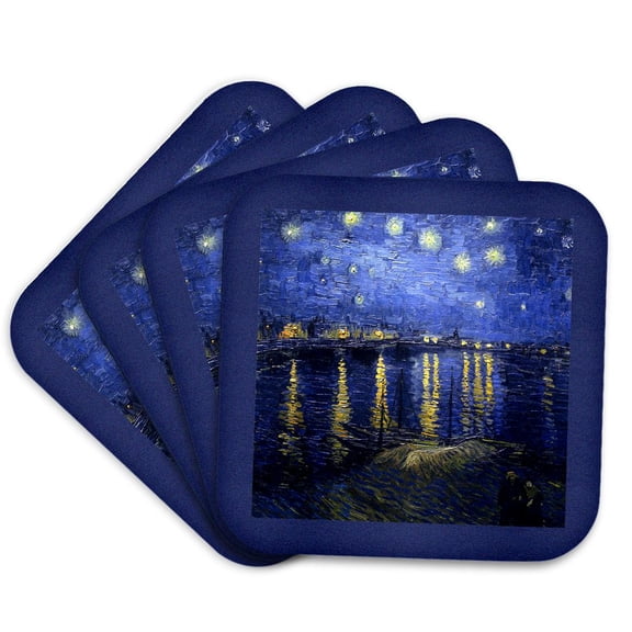 3drose, Van Gogh - Starry Night over the Rhone, Set of 4 Coasters - Soft