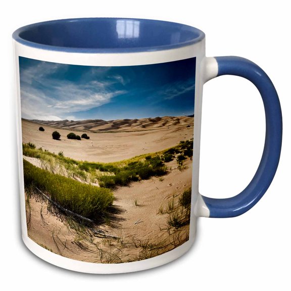 3drose, Vegetation and Dunes of Great Sand Dunes National Park, Colorado, 11oz Two-tone Blue Mug