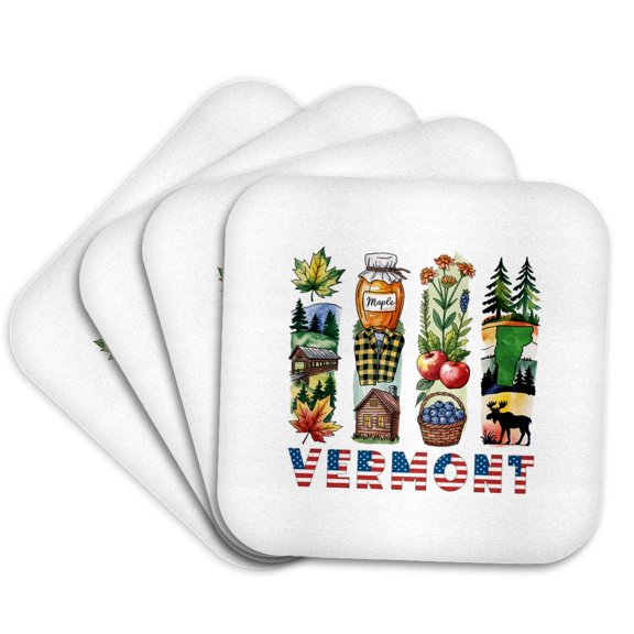 3drose, Vermont State. Usa. Local Aspects. Lovely Gift, Artsy Souvenir, Charm, Set of 4 Coasters - Cork