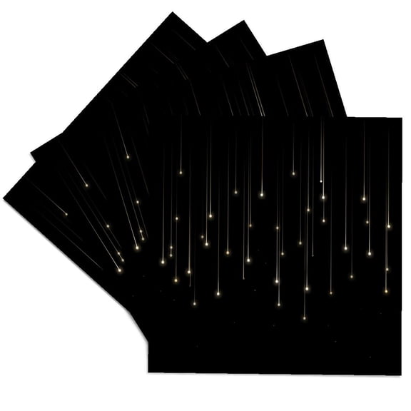 3drose, Vertical Sparkle Shooting Stars on a Black Background, Set of 4 Ceramic Tile Coasters