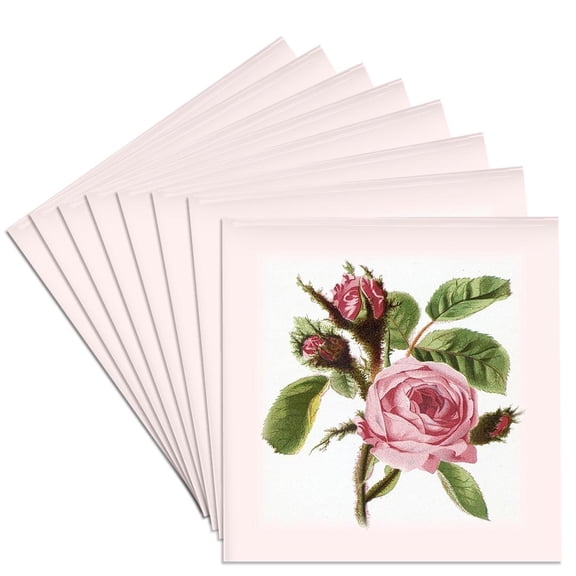 3drose, Victorian Pink Rose, Set of 8 Ceramic Tile Coasters