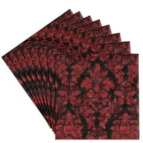 3drose, Victorian Red N Black Damask, Set of 8 Ceramic Tile Coasters