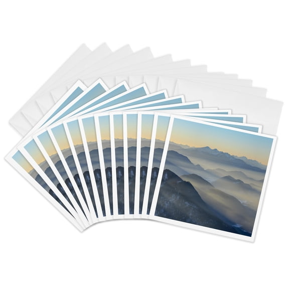 3drose, View from Mount Schonberg Near Lenggries, Bavarian Alps. Germany., 12 Greeting Cards with Envelopes