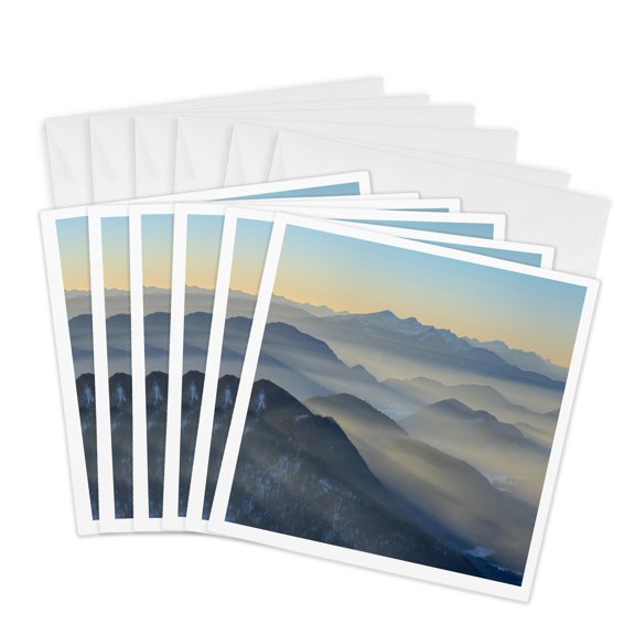 3drose, View from Mount Schonberg Near Lenggries, Bavarian Alps. Germany., 6 Greeting Cards with Envelopes