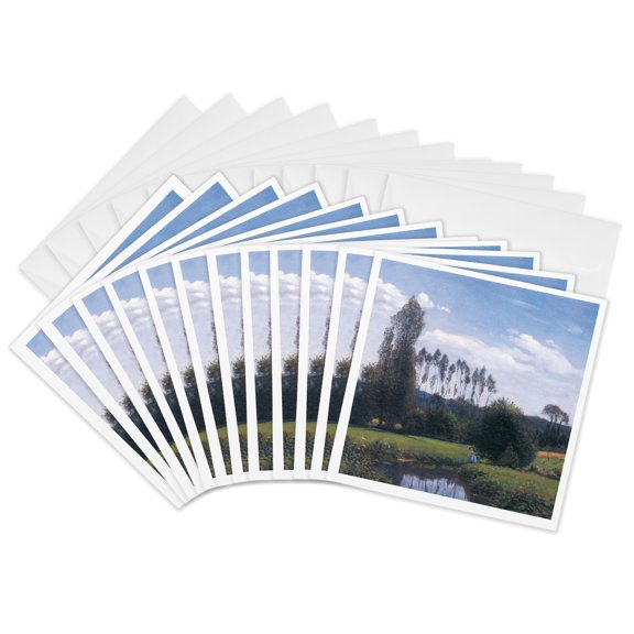 3drose, View from Ruelles by Claude Monet Landscape, 12 Greeting Cards with Envelopes