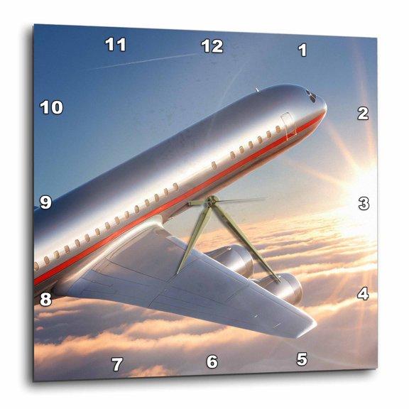 3drose, Vintage 1950s Airliner Sunset Aviation, 10x10 Wall Clock