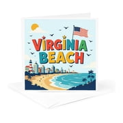 3drose, Virginia Beach Colorful Art. Magnificent Artsy Memory Family Gift, 1 Greeting Card with Envelope