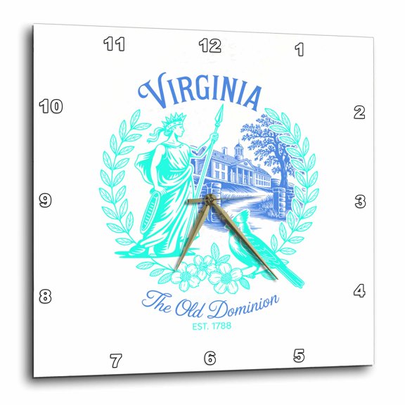 3drose, Virginia State, the Usa. the Old Dominion. Established in 1788, Art, 10x10 Wall Clock