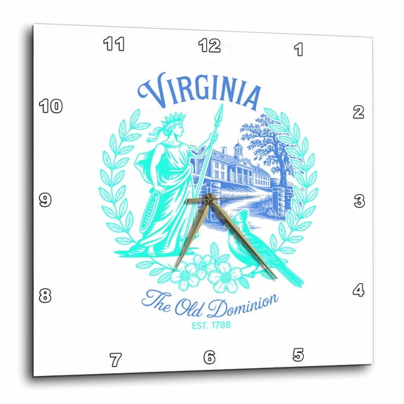 3drose, Virginia State, the Usa. the Old Dominion. Established in 1788, Art, 15x15 Wall Clock