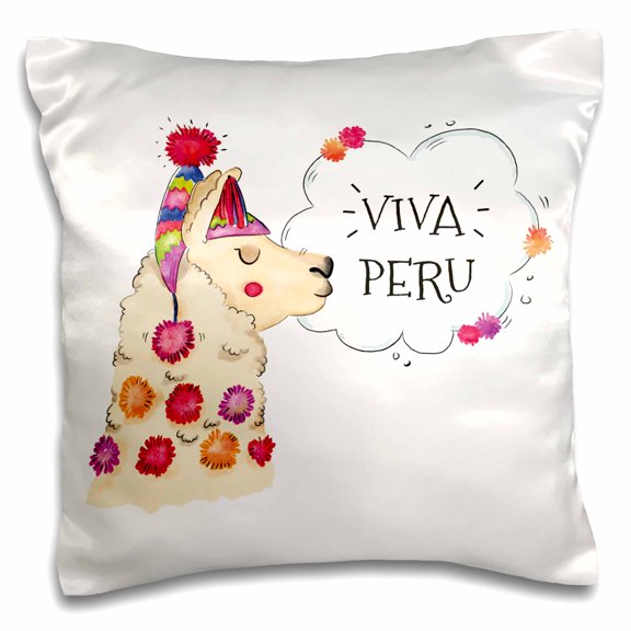 3drose, Viva Peru Lama Alpaca Funny Animal, 16x16 inch Pillow Case
