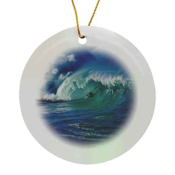 3drose, Waimea Bay, North Shore, Oahu, Hawaii, Circle Porcelain Ornament