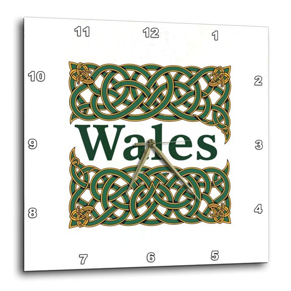 3drose, Wales Heraldic Celtic Knotwork Celebratory Design, 15x15 Wall Clock