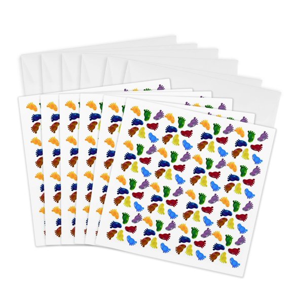 3drose, Walking in All Directions Many Feet Condense Pattern, 6 Greeting Cards with Envelopes