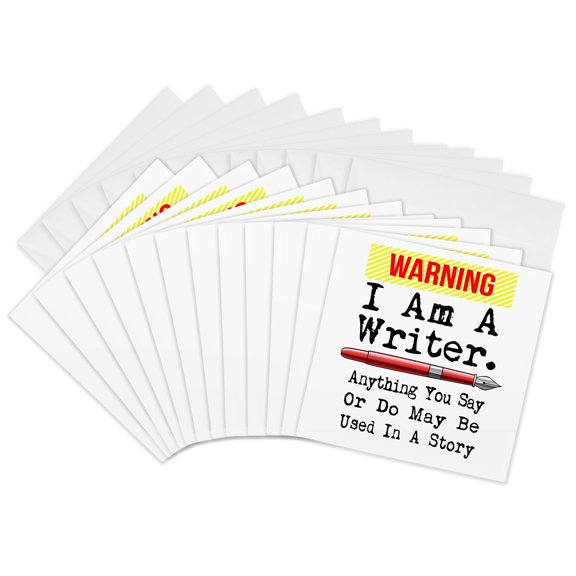 3drose, Warning I Am a Writer Anything You Say or Do May Be Used in a Story., 12 Greeting Cards with Envelopes