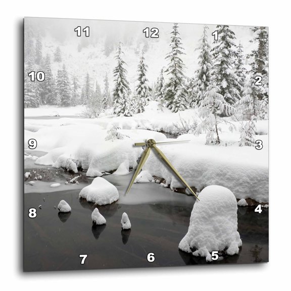 3drose, Washington State, Central Cascades. Winter Scene at Granite Lake, 10x10 Wall Clock