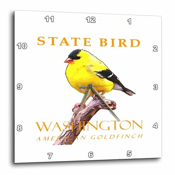 3drose, Washington Territory Bird the American Goldfinch, 15x15 Wall Clock