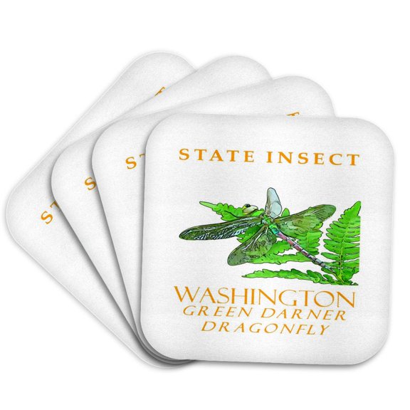 3drose, Washington Territory Insect the Green Darner Dragonfly, Set of 4 Coasters - Soft