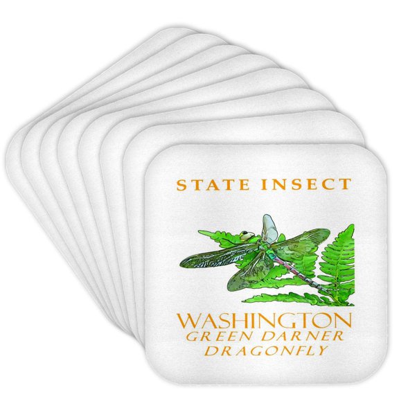 3drose, Washington Territory Insect the Green Darner Dragonfly, Set of 8 Coasters - Cork