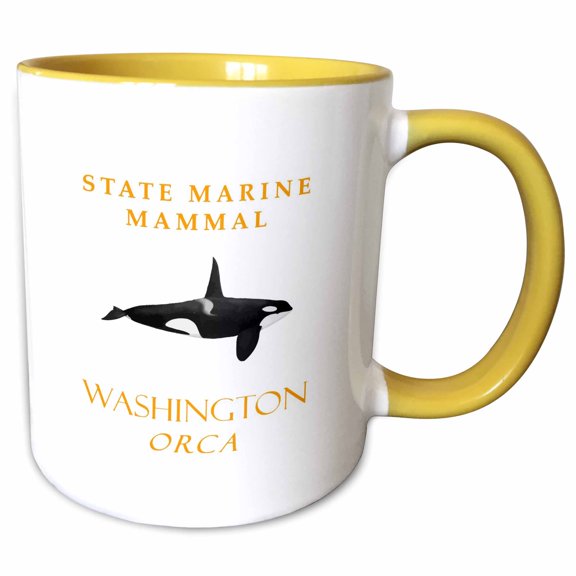 3drose, Washington Territory Marine Mammal the Orca, 11oz Two-tone Yellow Mug