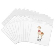 3drose, Watercolor Illustration Llama with Typography - La La Lama, 12 Greeting Cards with Envelopes
