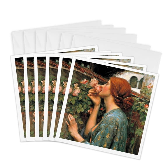 3drose, Waterhouse - Smell of Roses, 6 Greeting Cards with Envelopes