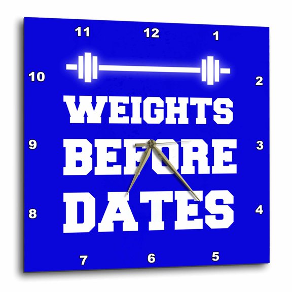 3drose, Weights Before Dates on Blue Background, 15x15 Wall Clock