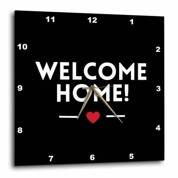 3drose, Welcome Home Sign for Housewarming Homecoming Return Returning Back, 13x13 Wall Clock