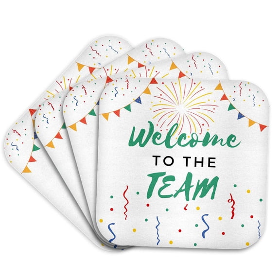 3drose, Welcome to the Team Office Work Mate Job Gift for New Employees Staff, Set of 4 Coasters - Soft