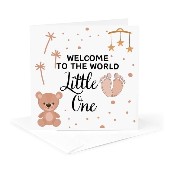 3drose, Welcome to the World Little One, 1 Greeting Card with Envelope