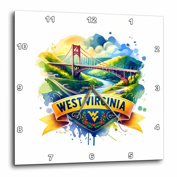 3drose, West Virginia State. Usa. Landmarks and Colorful Landscapes. Art Gift, 13x13 Wall Clock