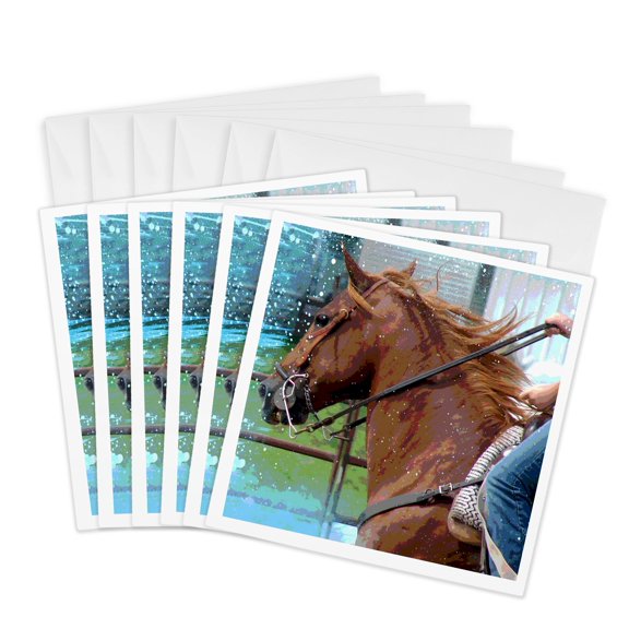 3drose, Western Riding Grunge by Angelandspot, 6 Greeting Cards with Envelopes