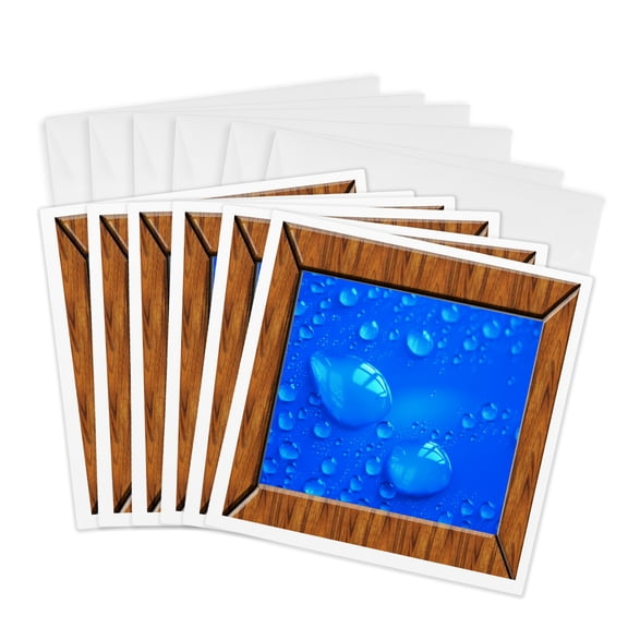3drose, Wet Water Art and Digital Frame Looks Real, 6 Greeting Cards with Envelopes