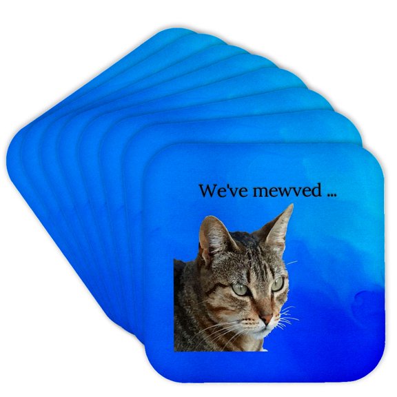 3drose, Weve Mewved Meme Stunning Tabby Cat Close up Portrait Vector, Set of 8 Coasters - Cork