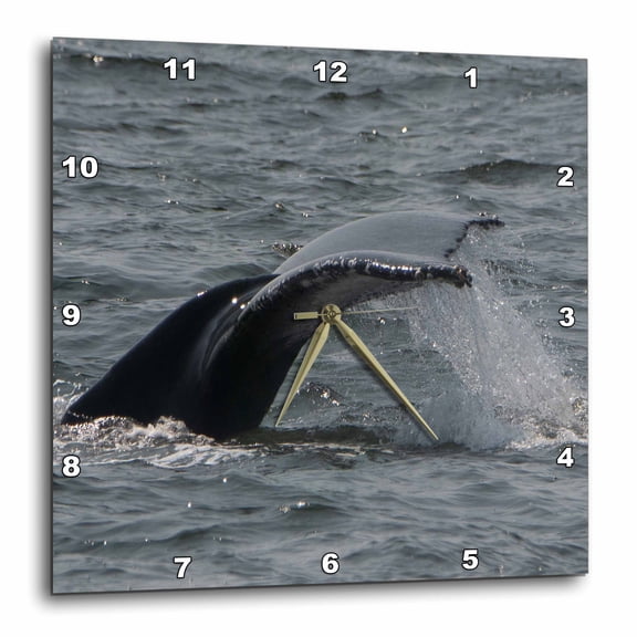 3drose, Whale Diving, 15x15 Wall Clock
