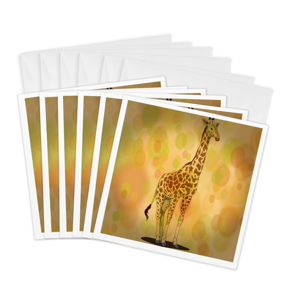 3drose, Whimsical Dots Fun Giraffe - Cute Animals - Art, 6 Greeting Cards with Envelopes