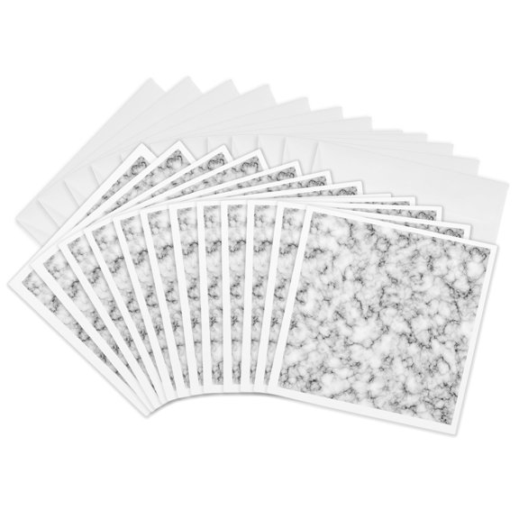 3drose, White Marble Design, 12 Greeting Cards with Envelopes