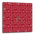 3drose, White Paisley on Red Pattern, 15x15 Wall Clock — free download