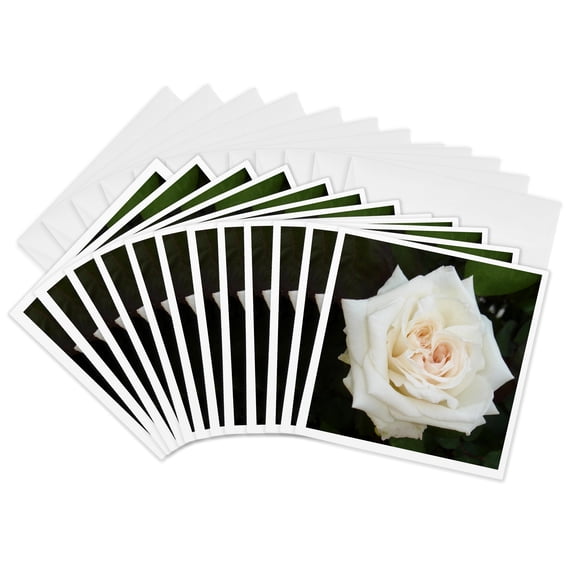 3drose, White Rose - Marriage, Wedding, Wedding Day, Save the Date, Engagement, Bridal Shower, Rose, 12 Greeting Cards with Envelopes