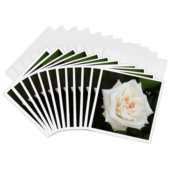 3drose, White Rose - Marriage, Wedding, Wedding Day, Save the Date, Engagement, Bridal Shower, Rose, 12 Greeting Cards with Envelopes