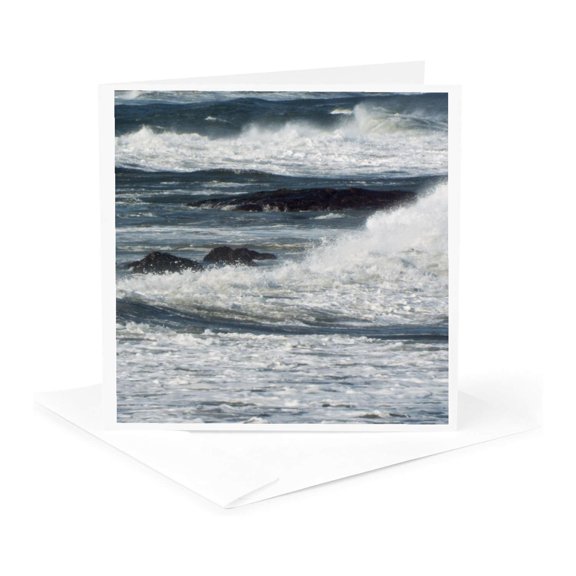 3drose, Whitecap Waves Crashing on Rocks, 1 Greeting Card with Envelope