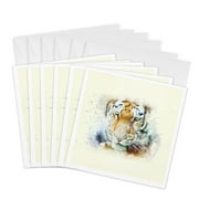 3drose, Wild Africa Animal Lion King Watercolor Portrait Illustration, 6 Greeting Cards with Envelopes