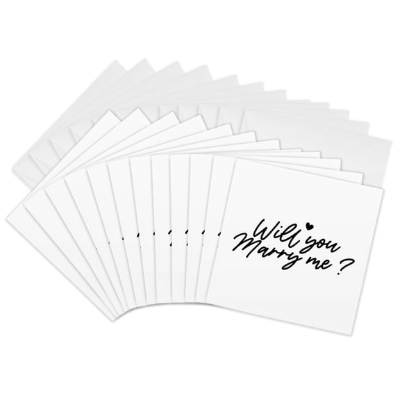3drose, Will You Marry Me Wedding Gift Honeymoon and Bridal Shower Gift, 12 Greeting Cards with Envelopes