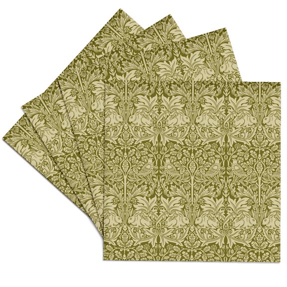 3drose, William Morris Brer Rabbit Chintz Pattern in Two Tone Brown, Set of 4 Ceramic Tile Coasters