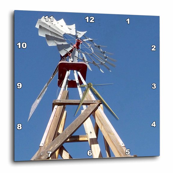 3drose, Windmill on Ranch, Santa Fe, New Mexico - Us32 Jmr0357 - Julien Mcroberts, 10x10 Wall Clock