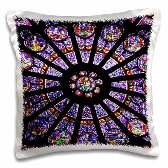 3drose, Window in Notre Dame Cathedral, Paris, France - Eu09 Wsu0025 - William Sutton, 16x16 inch Pillow Case