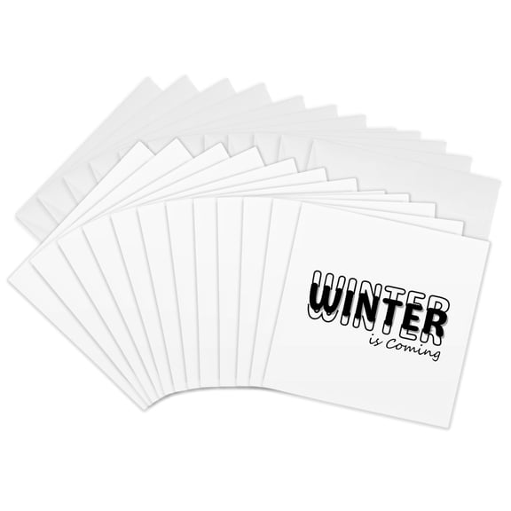 3drose, Winter Is Coming - Typography in Blue, 12 Greeting Cards with Envelopes